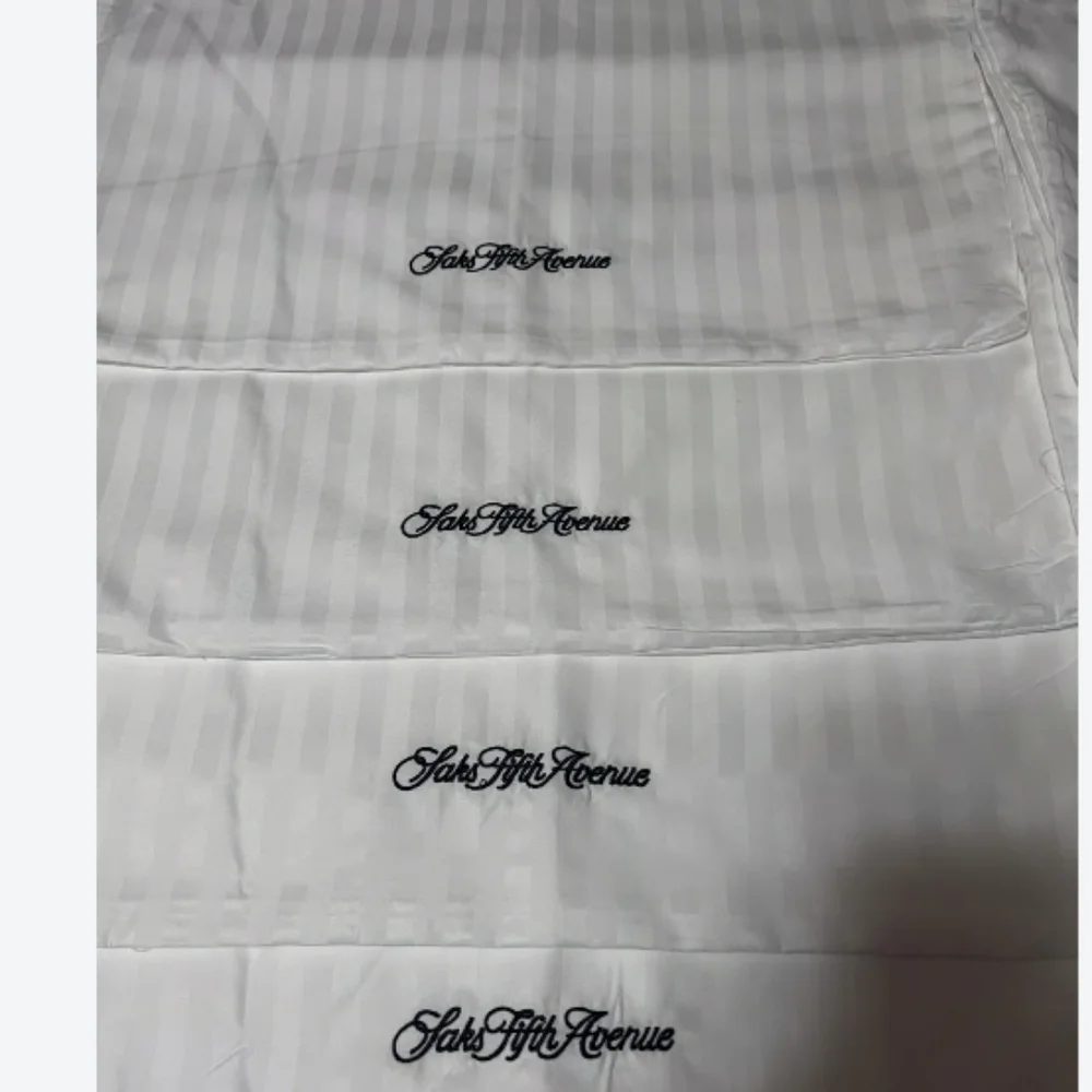 Saks Fifth Avenue Luxury Embroidered  White Stripe Pillowcases  Set of Six